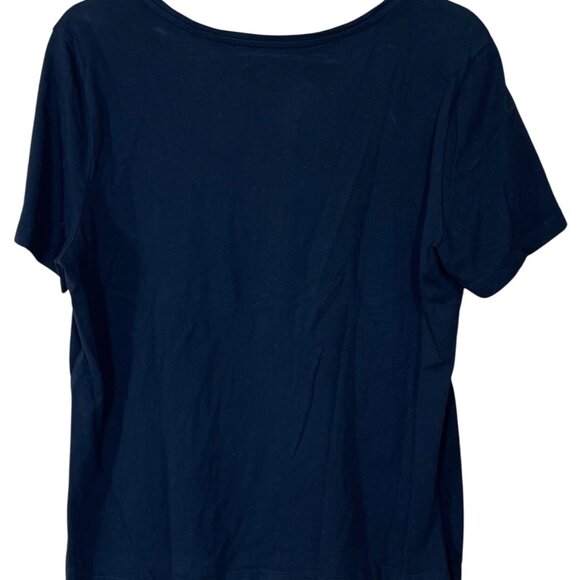 2 Christopher & Banks T-Shirts Size L Large Short Sleeve Black Peach Crew Neck - Picture 2 of 5